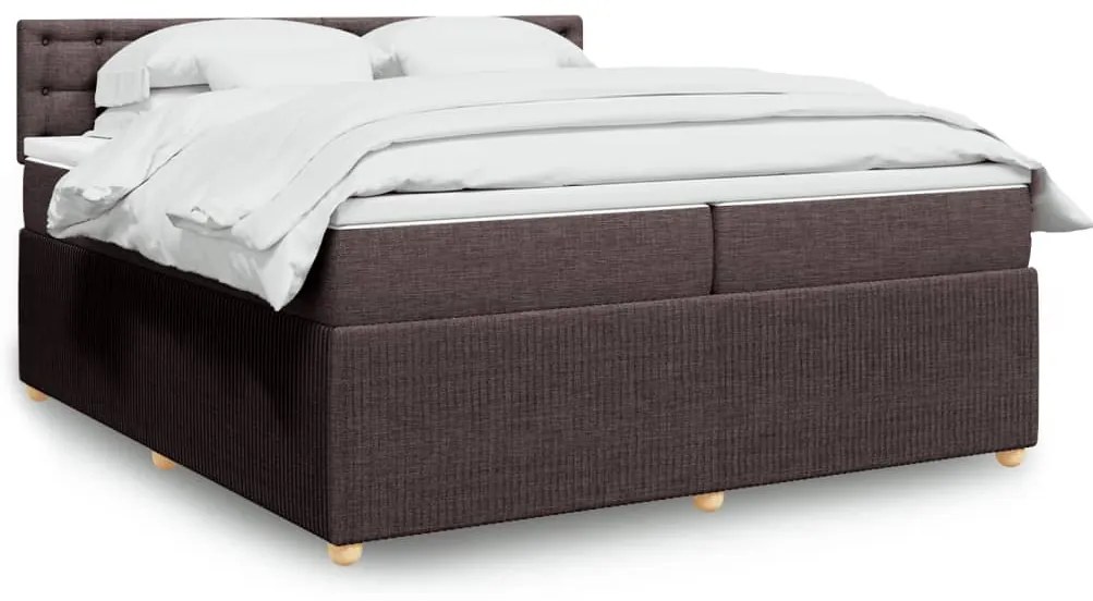 vidaXL Κρεβάτι Boxspring με Στρώμα Σκούρο Καφέ 200x200 εκ. Υφασμάτινο