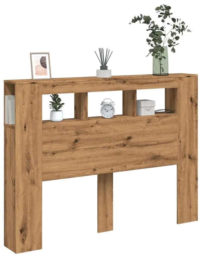 vidaXL LED κεφαλάρι Artisan Oak 140x18,5x103,5 cm Κατασκευασμένο ξύλο