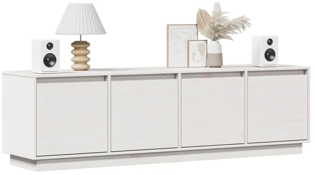 vidaXL Έπιπλο Τηλεόρασης Λευκό 156 x 37 x 45 εκ. από Μασίφ Ξύλο Πεύκου