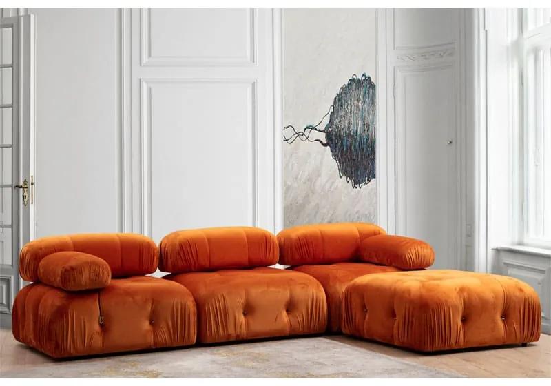 Πολυμορφικός καναπές Divine 2 βελουτέ σε χρώμα πορτοκαλί 288/190x75εκ