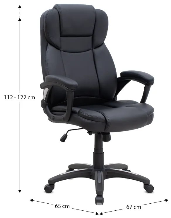 Καρέκλα γραφείου διευθυντική Morgan Megapap από τεχνόδερμα χρώμα μαύρο 67x65x112/122εκ.