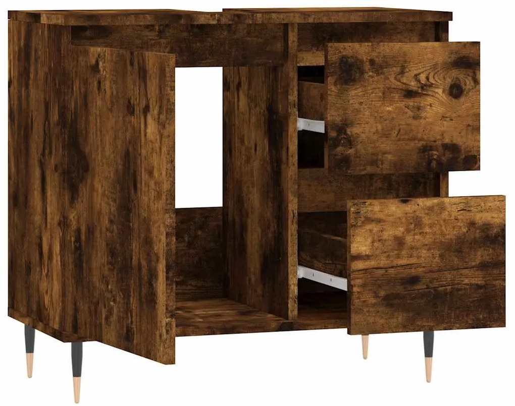 vidaXL Ντουλάπι Μπάνιου Καπνιστή Δρυς 65x33x60 εκ. Επεξεργασμένο Ξύλο
