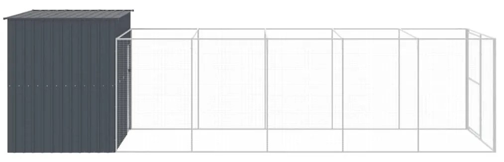 vidaXL Σπιτάκι Σκύλου με Αυλή Ανθρακί 214x661x181 εκ. Γαλβαν. Χάλυβας