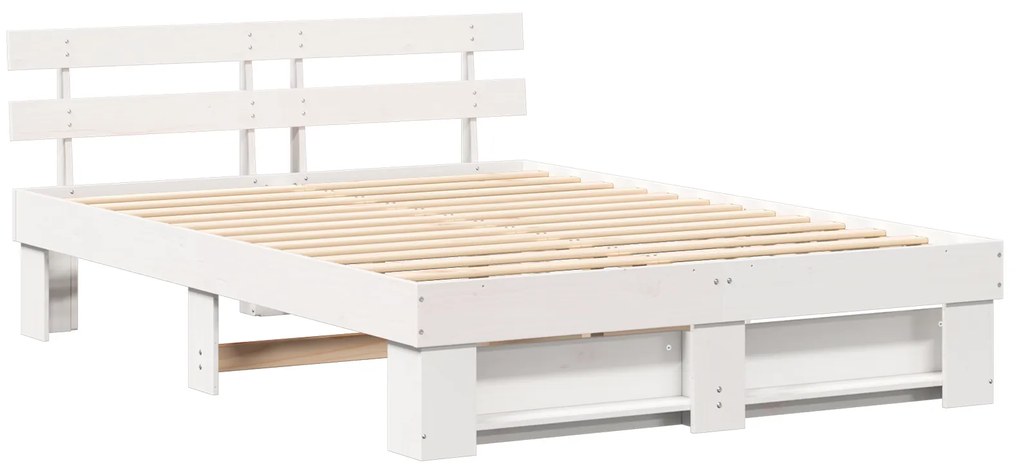 vidaXL Σκελετός Κρεβατιού Λευκό 140 x 200 cm Μασίφ ξύλο πεύκου