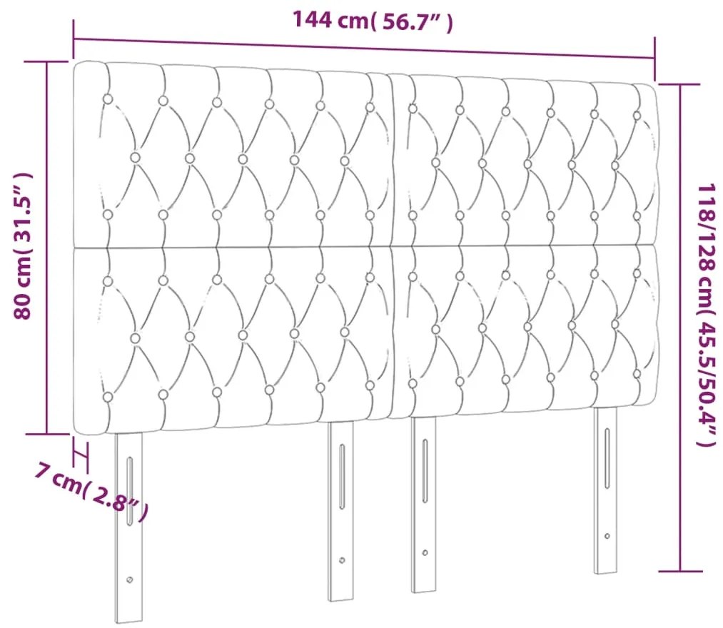 vidaXL Κεφαλάρι Κρεβατιού LED Ανοιχτό Γκρι 144x7x118/128εκ. Υφασμάτινο
