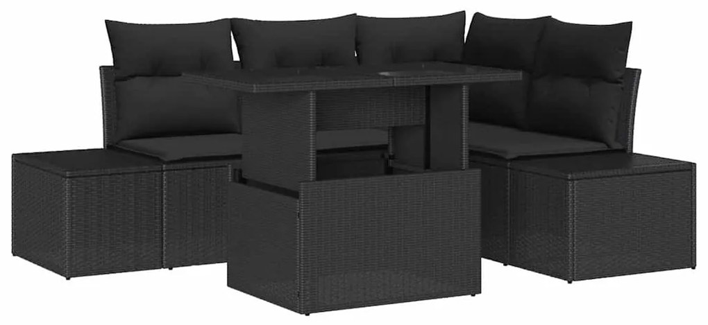 vidaXL Σετ Καναπέ Κήπου με μαξιλάρι 5 pcs Μαύρο 100 x 55 x 73 εκ