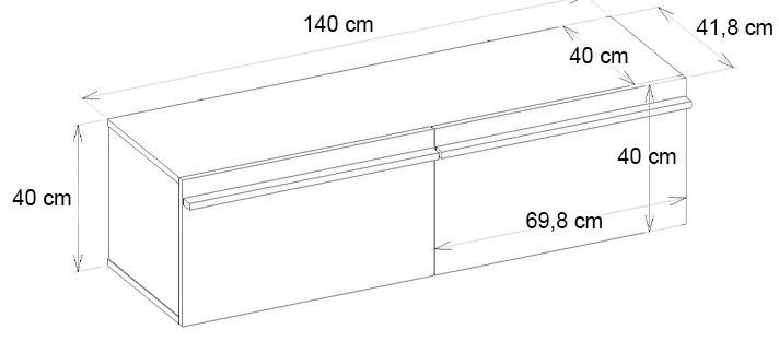 Έπιπλο τηλεόρασης επιτοίχιο Morel Megapap με LED χρώμα μαύρο 140x41,8x40εκ. - GP042-0247,1