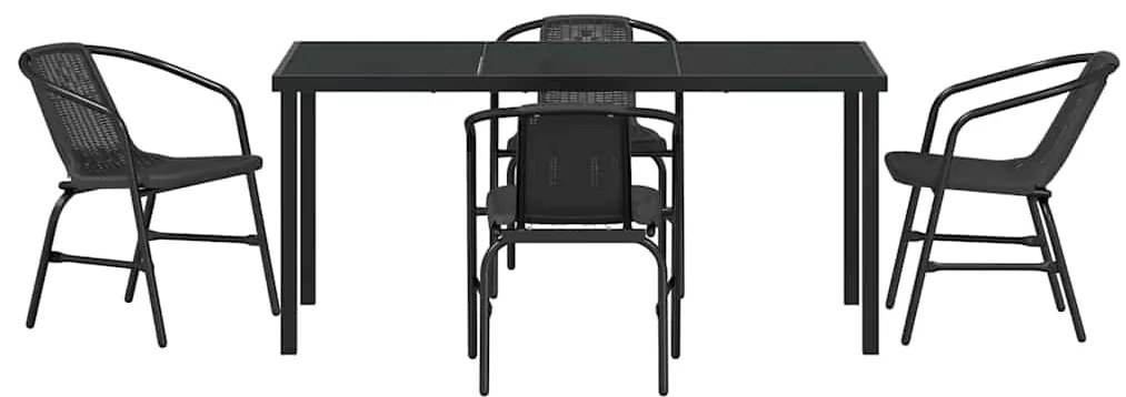 vidaXL Σέτ φαγητού για κήπο 5 pcs Μαύρο Χάλυβας με επίστρωση πούδρας