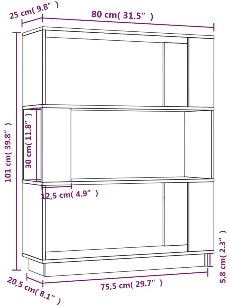 Βιβλιοθήκη/Διαχωριστικό Χώρου 80x25x101 εκ. Μασίφ Ξύλο Πεύκου - Καφέ