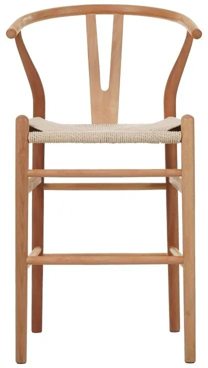 Σκαμπό μπαρ Wishbone rubberwood-σχοινί σε φυσική απόχρωση 55x49x108εκκ 55x49x96 εκ.