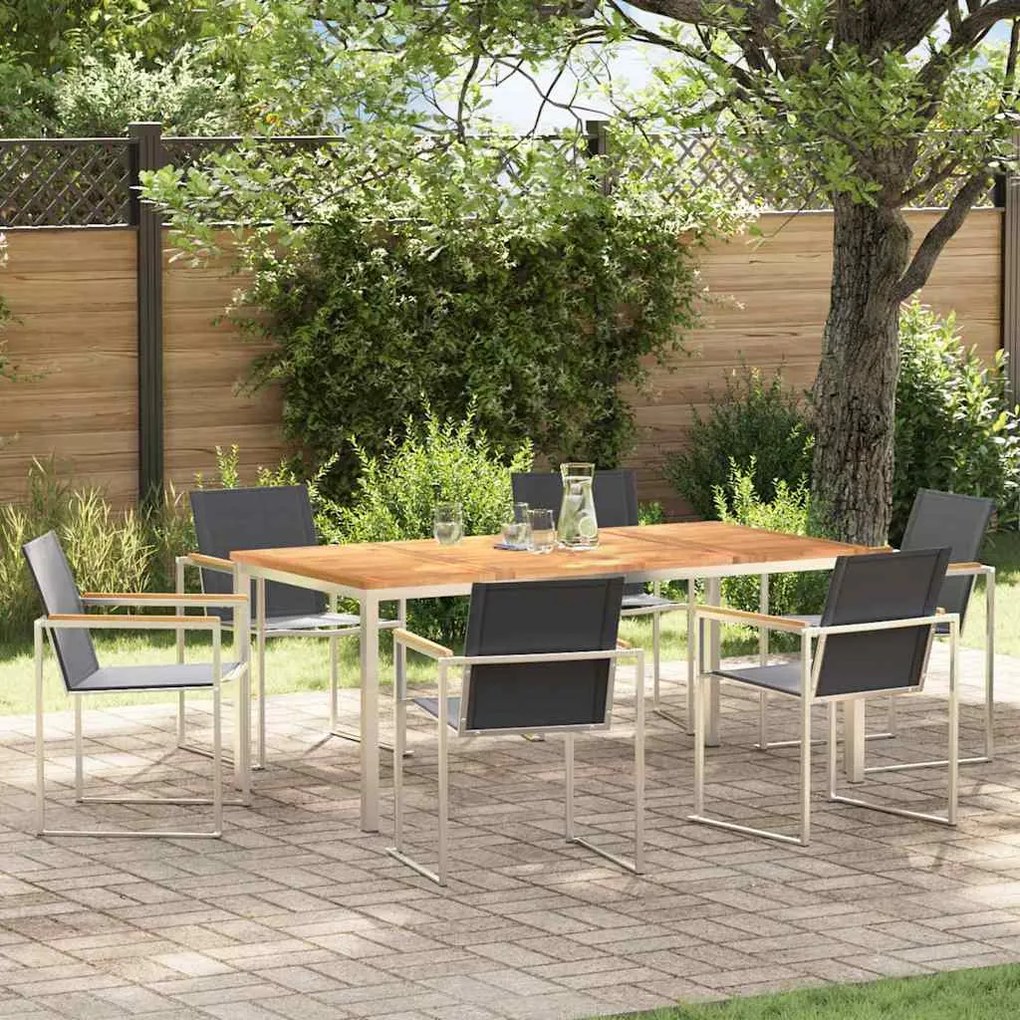 vidaXL Σέτ φαγητού για κήπο 7 pcs Συμπαγές Ξύλο Τικ