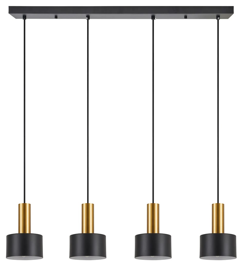 Φωτιστικό Οροφής  SE21-GM-4-4BL-MS1 ADEPT TUBE Gold Matt Pendant Black Metal Shade+ - 51W - 100W - 77-8637