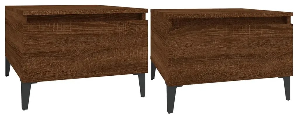 vidaXL Τραπεζάκια Σαλονιού 2 τεμ Καφέ Δρυς 50x46x35 εκ. Επεξ. Ξύλο