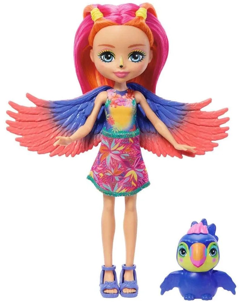 Φιγούρα Enchantimals Sunshine FNH22 Beach Trippi Toucan And Canopy Doll With Pet Pink Mattel