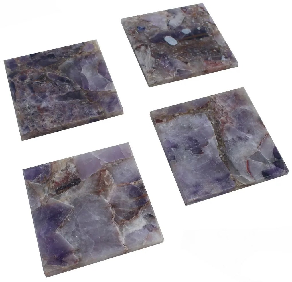 Artekko Artekko Quartz Σουβέρ από Χαλαζία Μοβ (10x10x1.1)cm Σετ/4 44887-PURP