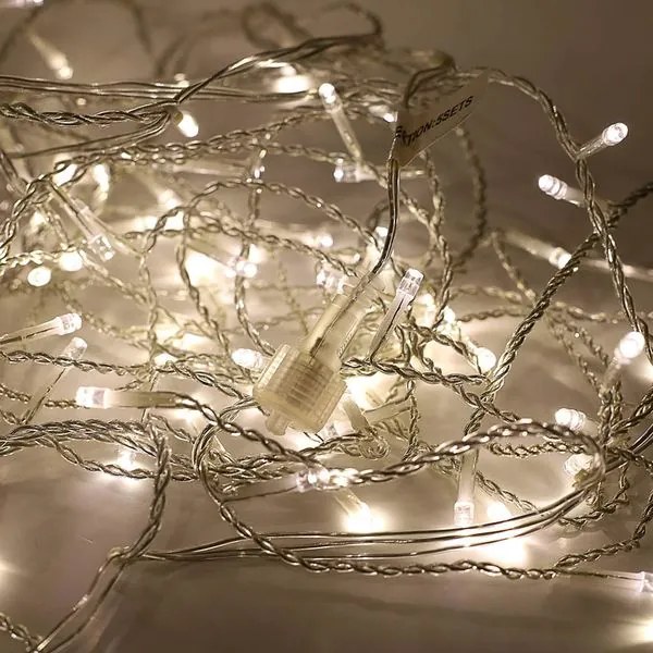 Vetur Βροχή Ασύμμετρη 100 LED Ενδιάμεσο - Soft Λευκό Σταθερό 230x70cm IP44 Διαφανές Καλώδιο 9780849