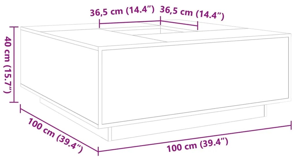 Τραπεζάκι Σαλονιού Καφέ Δρυς 100x100x40 εκ. Επεξεργασμένο Ξύλο - Καφέ