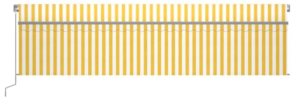 Τέντα Συρόμενη Χειροκίνητη με Σκίαστρο Κίτρινο / Λευκό 6 x 3 μ. - Κίτρινο