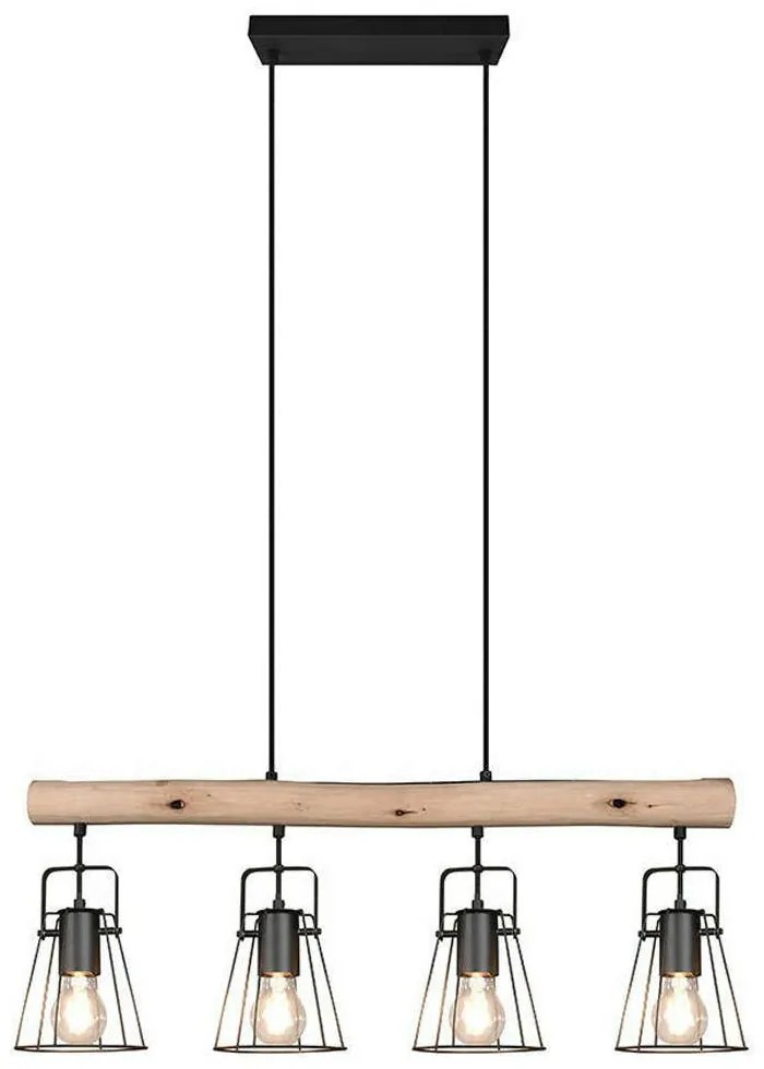 Φωτιστικό Οροφής - Ράγα Jaipur R30614032 4xE27 25W 80x150cm Natural-Black RL Lighting Metal,Wood