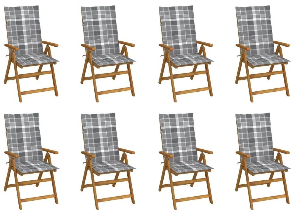 Καρέκλες Κήπου Πτυσσόμ. 8 τεμ. Μασίφ Ξύλο Ακακίας με Μαξιλάρια - Καφέ