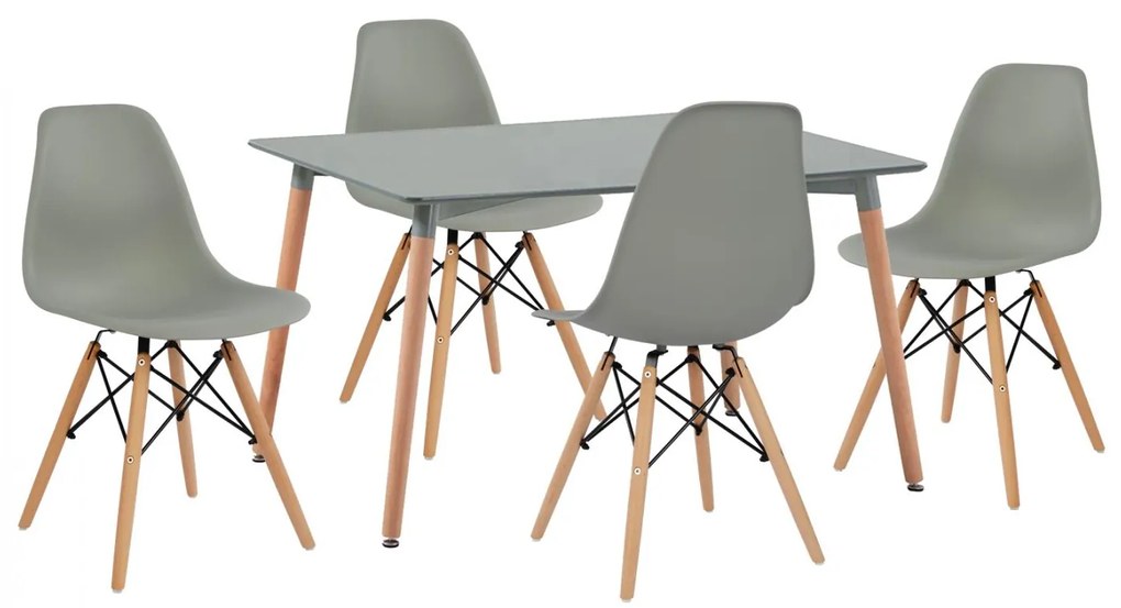 Σετ τραπεζαρίας C10229.10 5τμχ με Τραπέζι MINIMAL 120x80x73εκ. &amp; Καρέκλες TWIST Γκρί