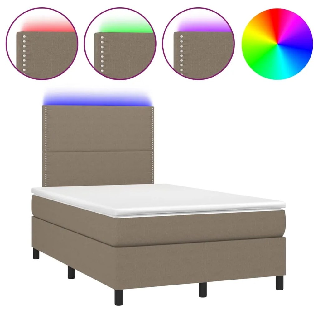 ΚΡΕΒΑΤΙ BOXSPRING ΜΕ ΣΤΡΩΜΑ &amp; LED TAUPE 120X200 ΕΚ. ΥΦΑΣΜΑΤΙΝΟ 3134785