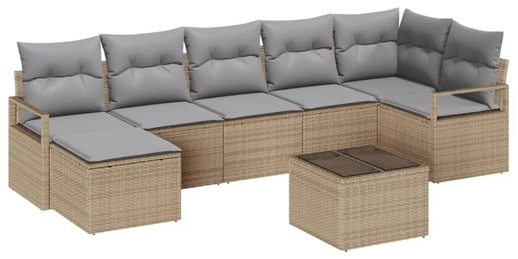 vidaXL Σετ Καναπέ Κήπου 8 pcs Μπεζ Πολυ ράταν