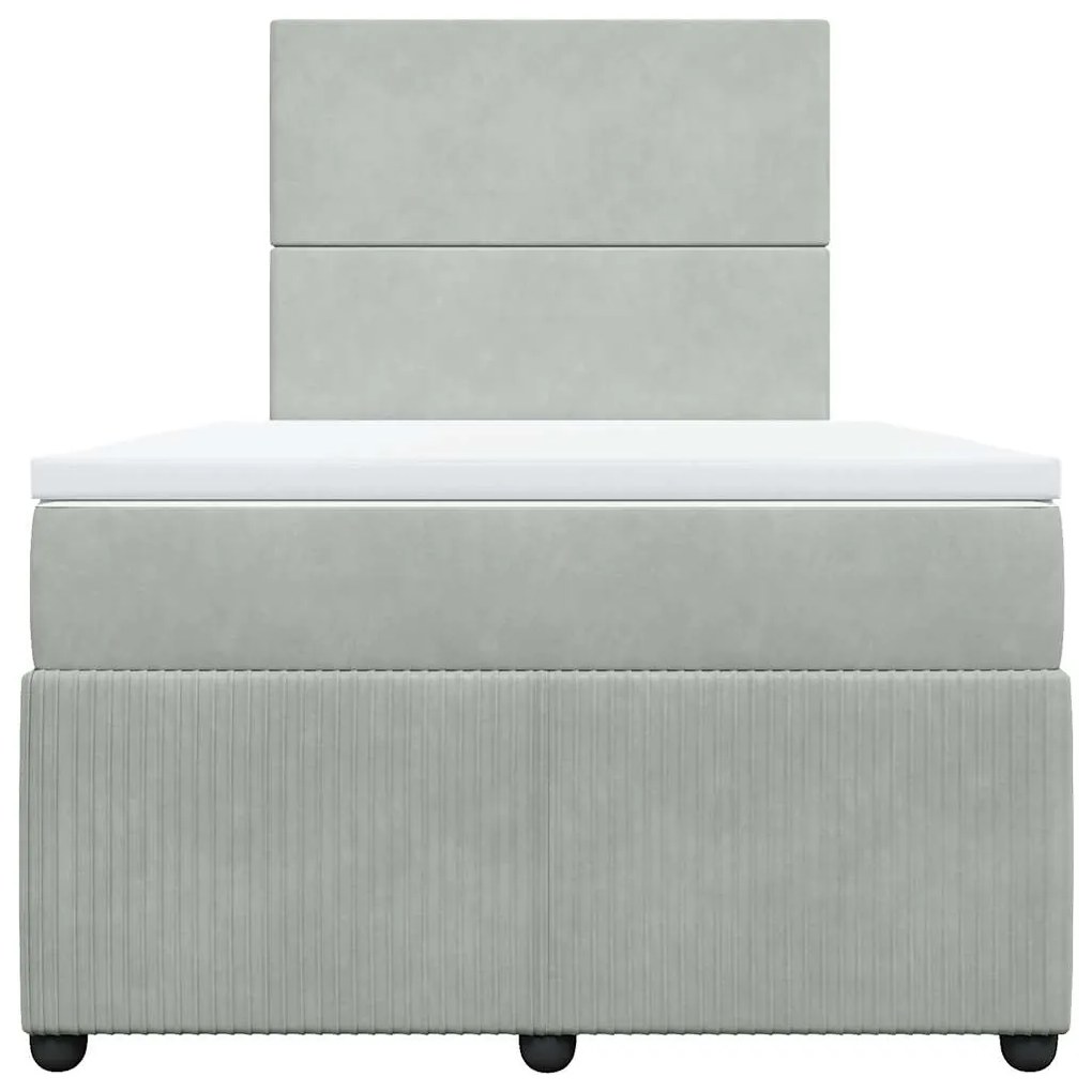 vidaXL Κρεβάτι Boxspring με Στρώμα Ανοιχτό Γκρι 120x200 εκ. Βελούδινο