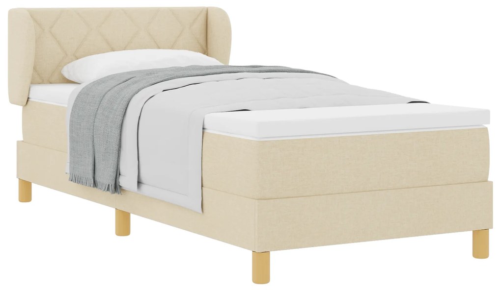 vidaXL Κρεβάτι Box Spring με Στρώμα - Κρεμ 100x200 cm Ύφασμα
