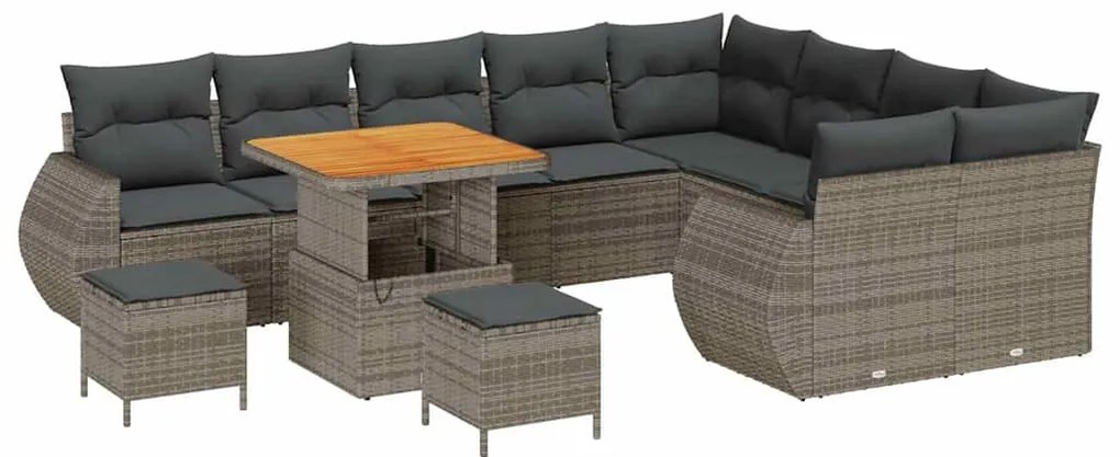 vidaXL Σετ Καναπέ Κήπου 12 pcs Γκρι συνθετικό ρατάν