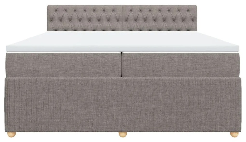 Κρεβάτι Boxspring με Στρώμα Taupe 200x200 εκ. Υφασμάτινο - Μπεζ-Γκρι