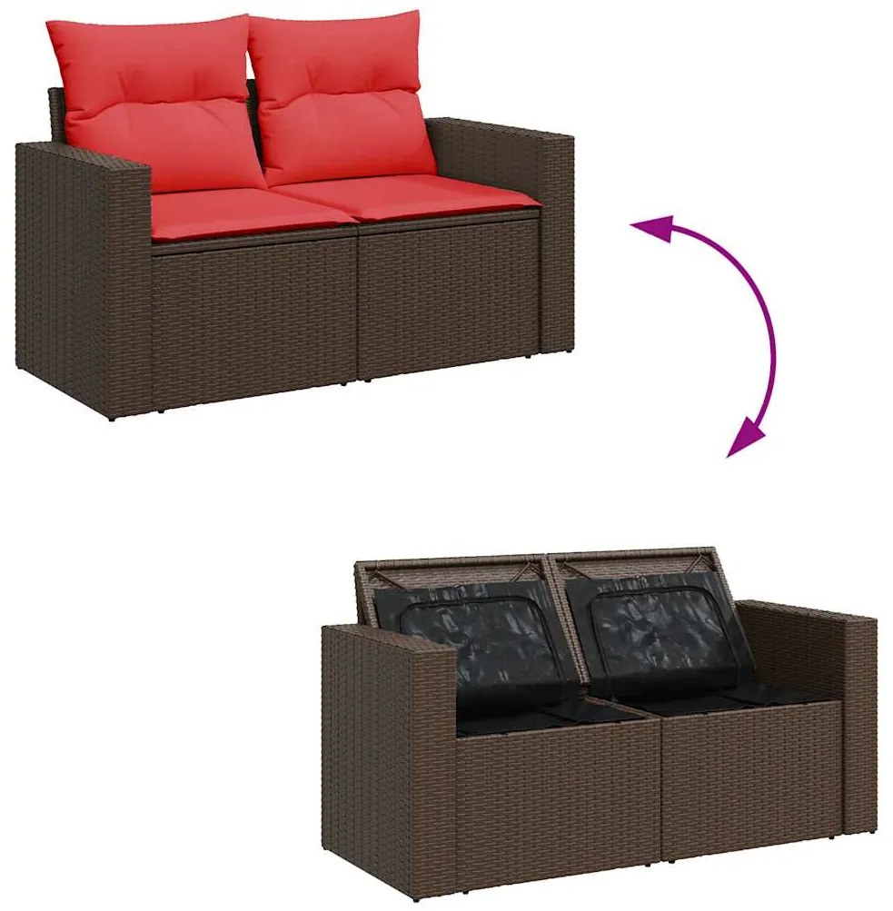 vidaXL Σαλόνι Κήπου Σετ 6 Τεμαχίων Καφέ Συνθετικό Ρατάν με Μαξιλάρια