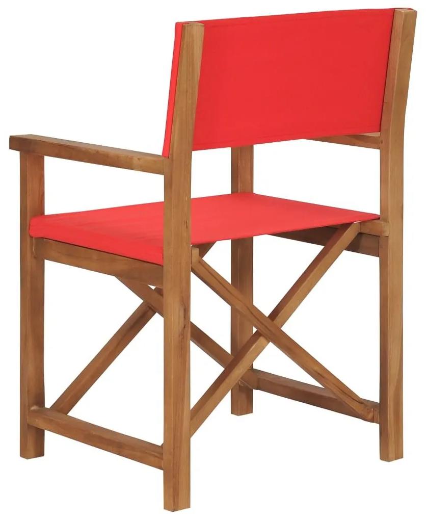 Καρέκλες Σκηνοθέτη 2 τεμ. Κόκκινες από Μασίφ Ξύλο Teak - Κόκκινο