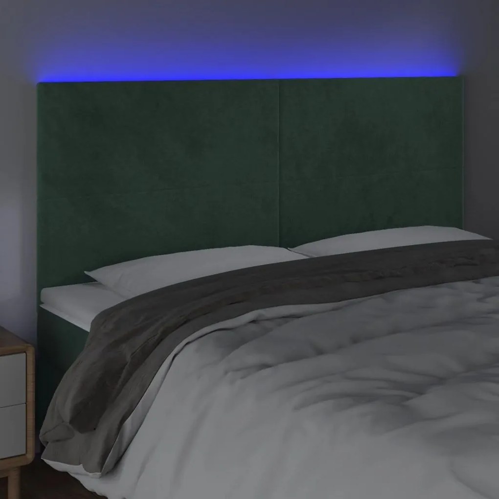 Κεφαλάρι Κρεβατιού LED Σκούρο Πράσινο 180x5x118/128 εκ. - Πράσινο