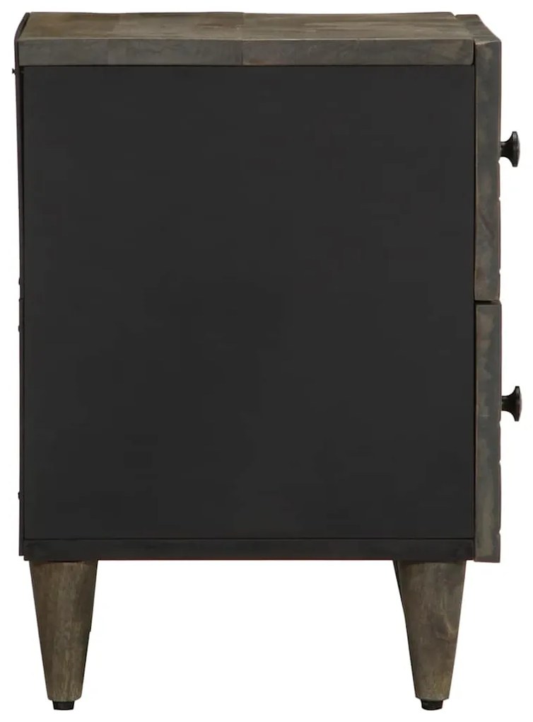 Κομοδίνα 2 τεμάχια ανοιχτό γκρι 40x33x46 cm μασίφ ξύλο Mango - Γκρι