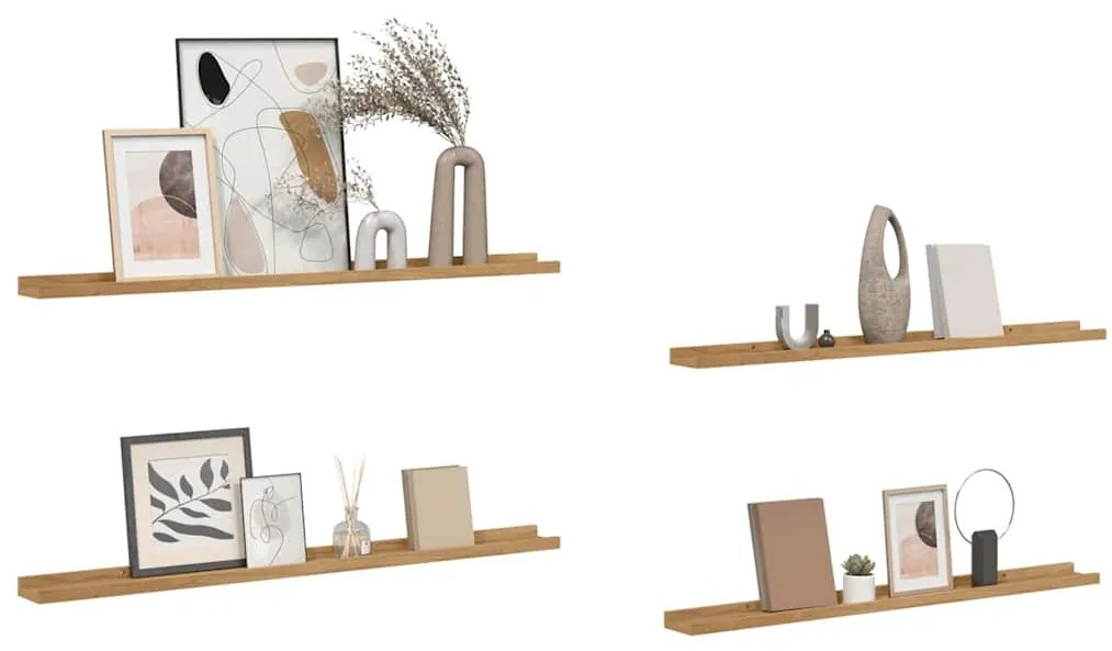 vidaXL Ράφι Τοίχου 4 pcs Καφέ 100 x 9 x 3 cm Επεξεργασμένο ξύλο