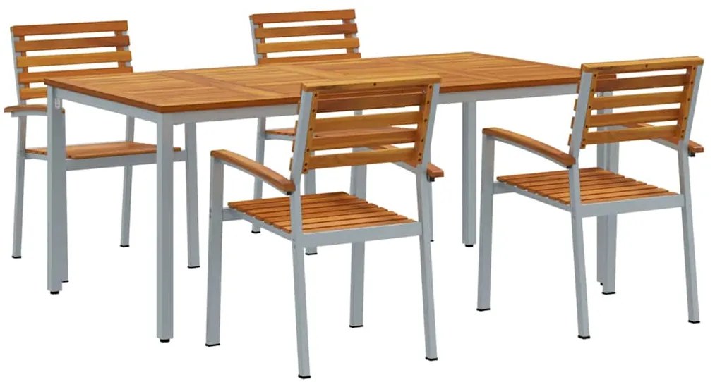 vidaXL Σέτ φαγητού για κήπο 5 pcs Γκρι και καφέ 180 x 90 x 75 cm