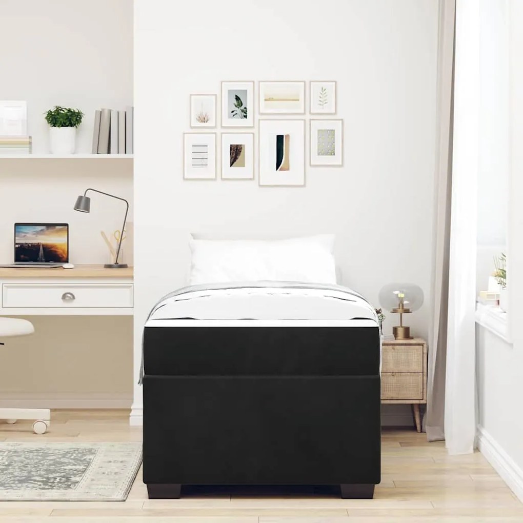 vidaXL Σκελετός κρεβατιού με στρώμα Μαύρο 90 x 190 cm Βελούδο