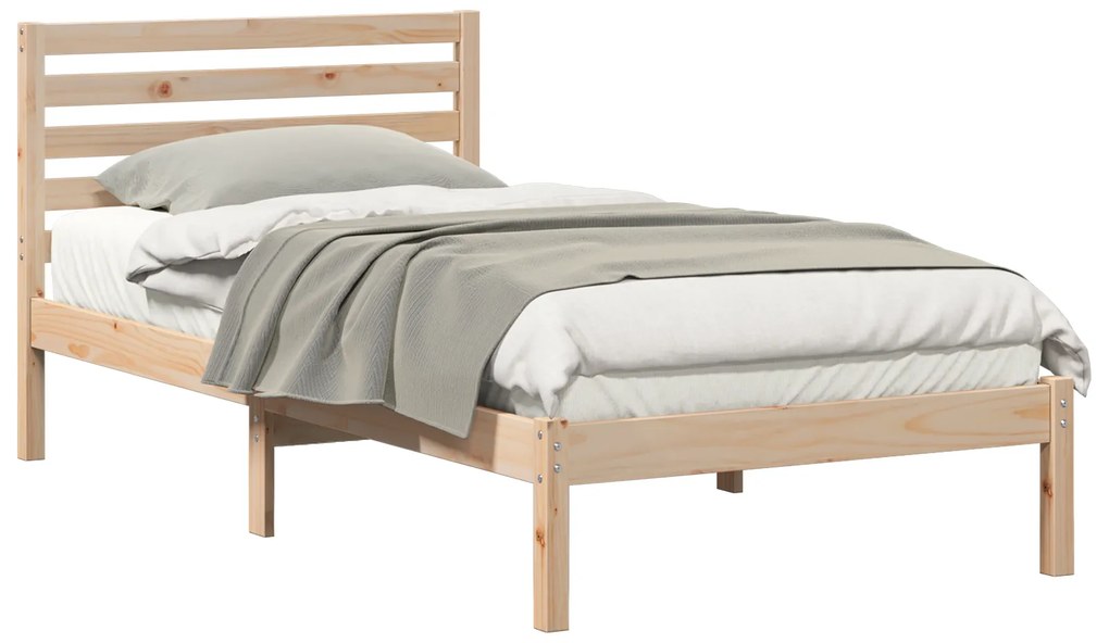 vidaXL Σκελετός Κρεβατιού Καφέ 90 x 190 cm Μασίφ ξύλο πεύκου