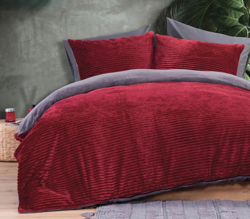 Σετ Παπλωματοθήκη Μονή Fleece Calderon Bordo 1x(160×220)-1x(50×70) – Nef Nef