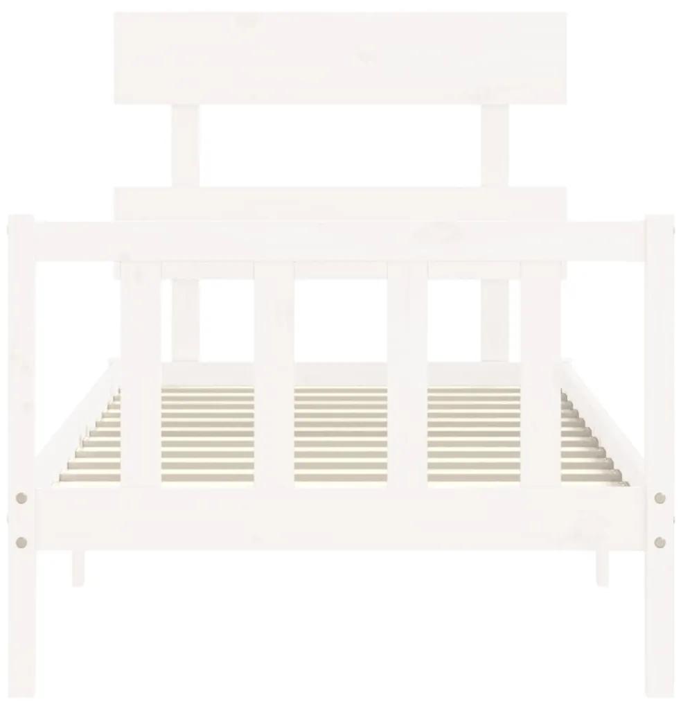 vidaXL Πλαίσιο Κρεβατιού με Κεφαλάρι Λευκό 90x200 εκ. Μασίφ Ξύλο