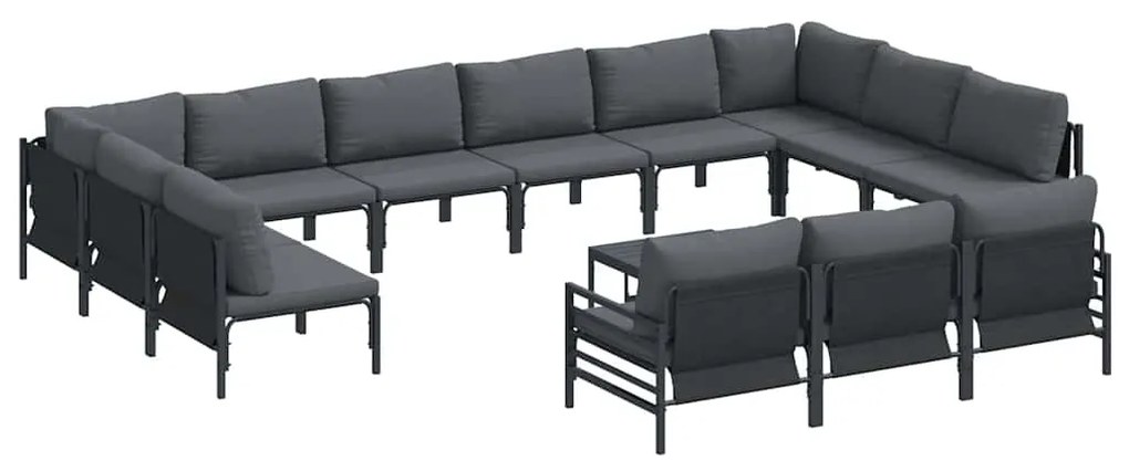 vidaXL Σετ Καναπέ Κήπου 14 pcs Ανθρακί Ατσάλι
