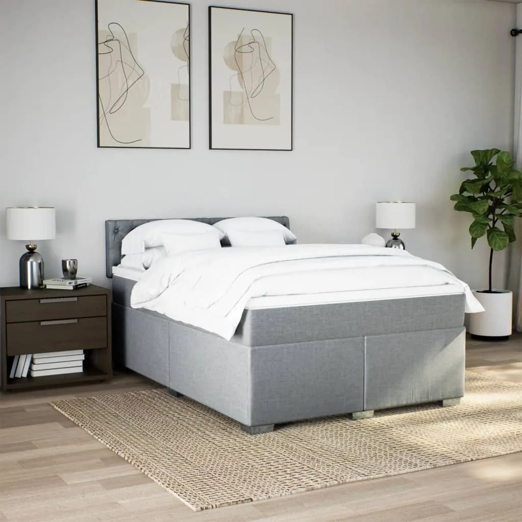 ΚΡΕΒΑΤΙ BOXSPRING ΜΕ ΣΤΡΩΜΑ ΑΝΟΙΧΤΟ ΓΚΡΙ 140X200 ΕΚ. ΥΦΑΣΜΑΤΙΝΟ 3285918