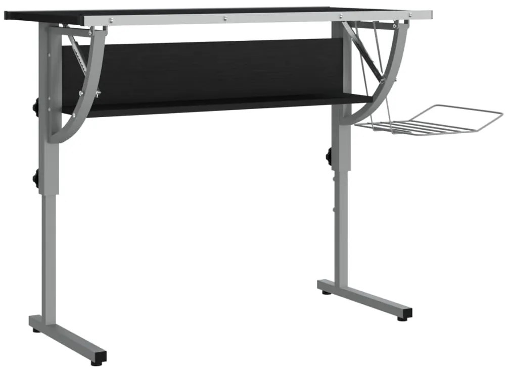 vidaXL Γραφείο Χειροτ. Μαύρο/Γκρι 110x53x(58-87) εκ. Επ. Ξύλο&amp;Ατσάλι