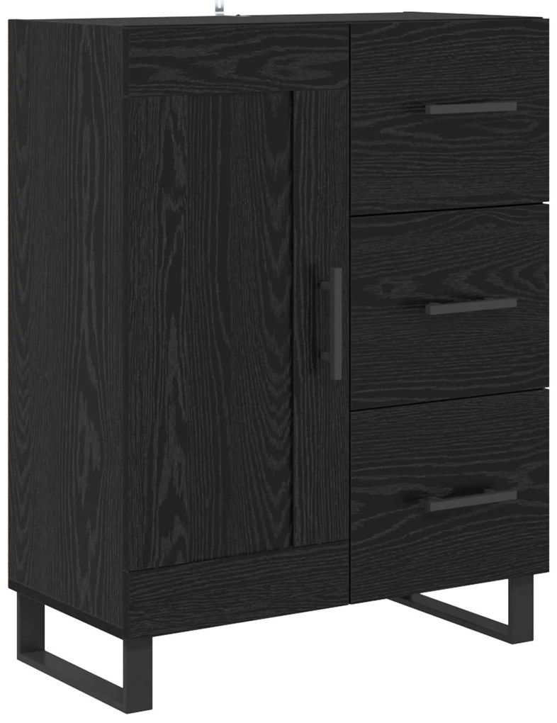 vidaXL Highboard με συρτάρι 2 pcs Μαύρη Οξυά Σύνθετο Ξύλο και Γυαλί