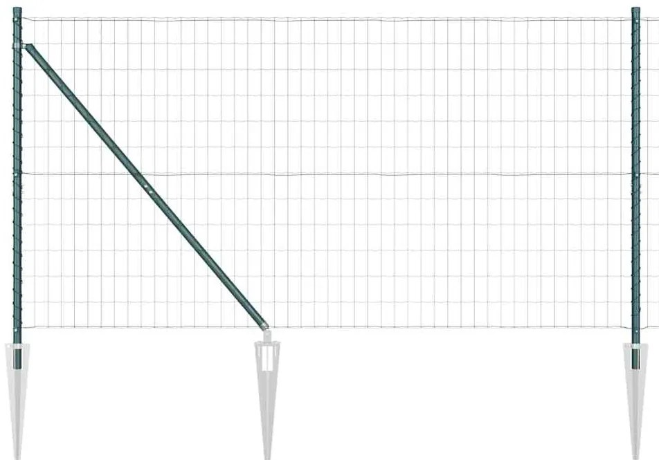 vidaXL Φράχτης με Στήλες. Πράσινο 1.2 x 10 m Ατσάλι