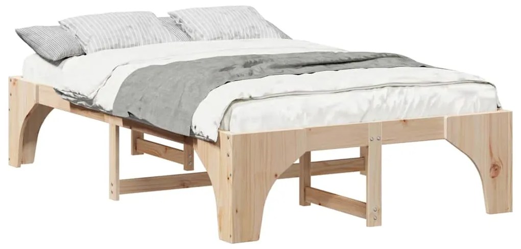 vidaXL Κρεβάτι δαπέδου με αποθήκευση Καφέ 120 x 190 cm Ξύλο πεύκου