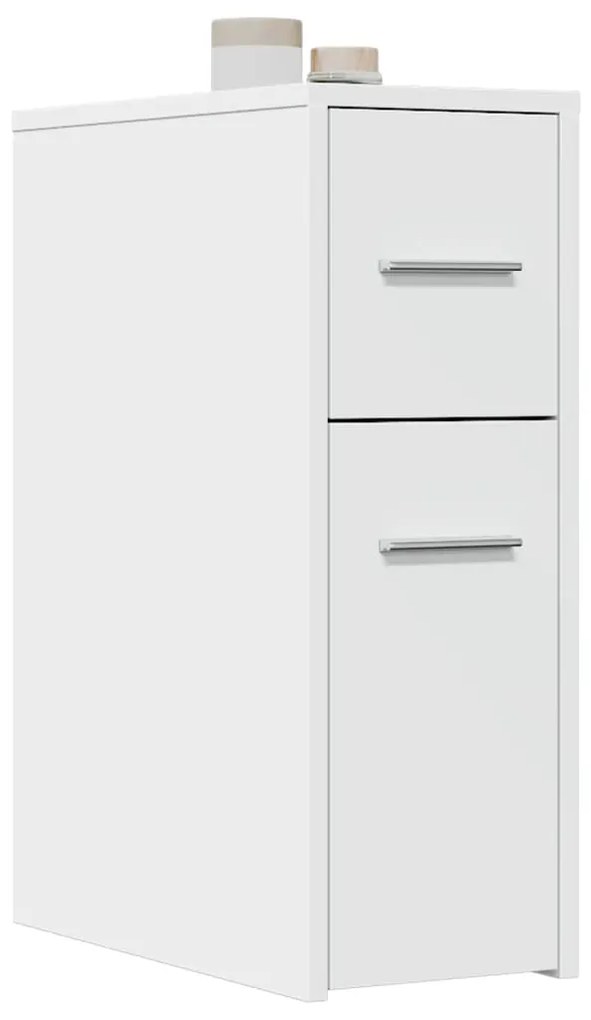 Ντουλάπι Μπάνιου Στενό με Ροδάκια Λευκό Επεξ. Ξύλο