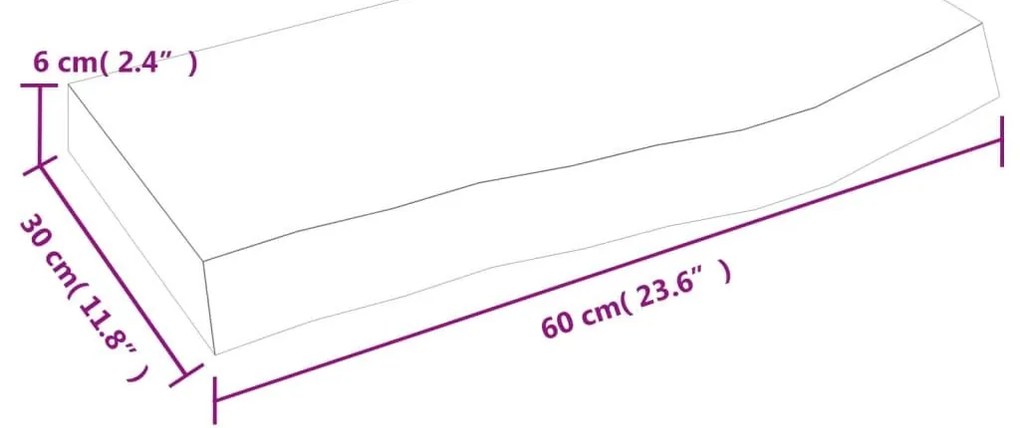 Πάγκος Μπάνιου Σκούρο Καφέ 60x30x(2-6) εκ. Επεξεργ. Μασίφ Ξύλο - Γκρι