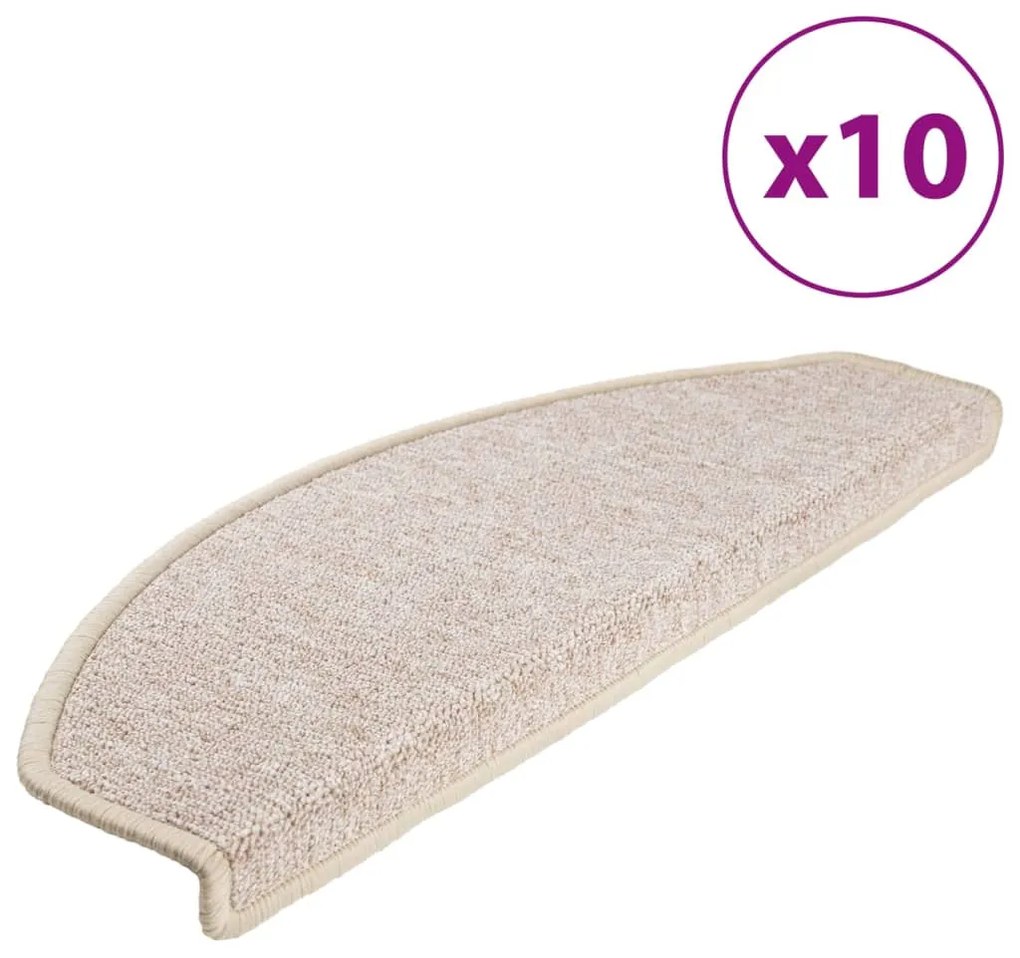 vidaXL Πατάκια Σκαλιών 10 τεμ. Μεγάλα Μπεζ-Μπεζ-Ημί-Στρογγυλά 65x24x4 εκ.